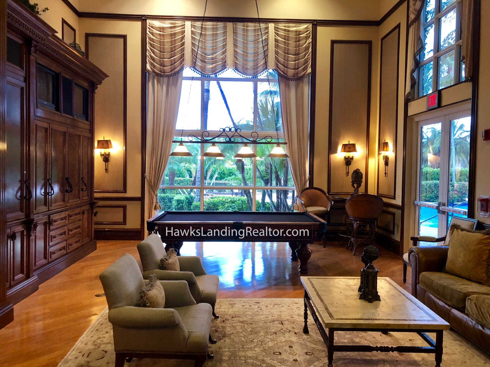 Billiards room at Hawks Landing Plantation